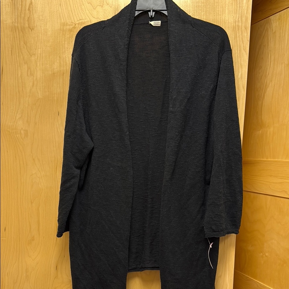 Eileen Fisher Black Open Front Cardigan